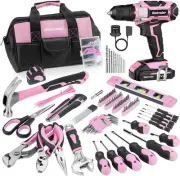 20V 236Pcs Cordless Pink Drill Set - Essential Women's Tool Set,