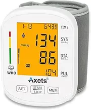Blood Pressure Monitor Wrist Fully Automatic Blood Pressure and Pulse Measurement, Arrhythmia Warning Function, 2 x 99 Memory, LCD Display, Adjustable Cuff (White)