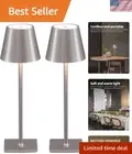 2 Pack Cordless Portable LED Desk Lamps with Touch Control - Modern Elegance