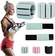 Adjustable Ankle Weights for Women Men,Wrist Weights set for Walking Running,1 Pair (1Lbs Each) Silicone Workout Weights for gym fitness, Jogging,yoga,pilates,strength training,physical therapy(Black)