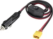 AAOTOKK 16AWG Cigarette Lighter XT60 Cable,12V XT60 Male to Cigarette Lighter Male Charging Plug Cable for XT60 Drones and Other XT60 Battery Charging Equipment with Fuse and Switch(1m/3ft-M)