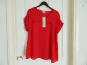 New AUTOGRAPH Women Top Tunic Red Sleeveless Polyester PLUS Size 16 OR Size 20