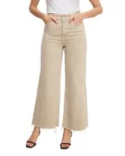 Good American Good Skate High Rise Ankle Jeans in Dune