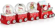 com-four® 4-Piece Christmas Train with Three Snow Globes on The Carriages – Decorative Christmas Train to Stand up – Christmas Table Decoration (4 Pieces – Christmas Train)