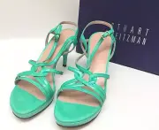 Stuart Weitzman ON MY WAY Mint Green Strappy Slingback Heels 8.5 New in Box