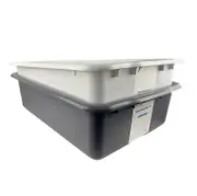 SMARTLINK 4pcs Plastic Rectangular Storage Box 19L White Grey 52x37.5x25cm