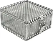 KOQENAG Stainless Steel Sterilization Basket with Lid, Medical Surgical Tray, Electrolytically Polished, 0.08 Inch Mesh, for Surgery, Hospital, Dentistry (10x10x5cm)