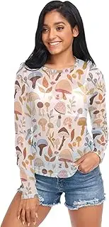 [RPLIFE] Mushrooms Plants Mesh Sleeve Top, Sheer Mesh Tops for Women S-XXL
