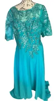 Wedding dress/prom gown/evening gown, cruise, special event size 14 teal Sequins