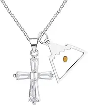 [Vivaday] Zirconia Cross Mustard Seed Pendant Necklace | Scripture Verse Matthew 17:20 nspirational Faith Necklaces | Adjustable Personalization Stainless Steel Elegant Faith-Based Jewelry YA938