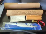 1991 200th Anniversary BILL OF RIGHTS with Original Tube quill Pen For Display