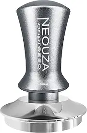 [NEOUZA] Coffee Tamper Spring Loaded for Espresso Machine Anti-Stick Self-Leveling,Stainless Steel Flat Base,Refined Aluminium Handle(58mm, Gray)
