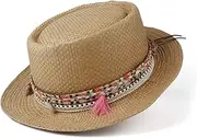 [N\A] NA 100 % Straw Women Men's Sun hat Summer hat Ladies Panama Sun hat hat Size 57-60CM 16