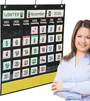 Classroom Pocket Chart, Kids Pocket Chart, Pocket Charts for Classroom, Black Pocket Chart, Homeschool Supplies for Home Kindergarten Elementary Pre-School