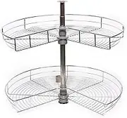 71cm Diameter Kitchen Corner Cabinet, 2-Shelf Lazy Susan Turntable for Cabinet, 270° Rotating Storage Rack for Corner with 56.5-79 cm Adjustable Height