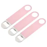 3pcs Stainless Steel Flat Bottle Opener, Beer Bottle Opener, 7.08"Long-Pink
