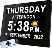 2025 New, 19 Alarms Digital Calendar Clock with Auto DST, DIY Custom Reminders, 10 Levels Brightness, Auto Dimming, AM/PM, Family Schedules, Perfect Organizer for Home & School
