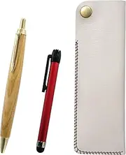 2 Pack Horizontal Hook Pen Case White Metal Touch Stick Red and Maple Wood Axis Retro Ballpoint Pen Set NK01W-ALR-HS47S-2