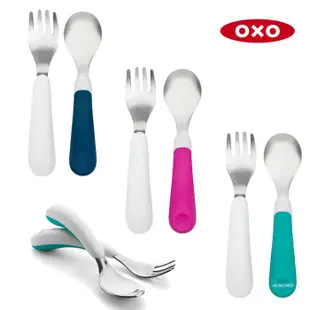 美國 OXO tot 寶寶握叉匙組 304不鏽鋼 叉子 湯匙 隨行叉匙組 學習餐具 3237 公司貨