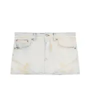 MM6 Maison Margiela Logo-Patch Distressed Denim Mini Skirt IT40,IT44,IT42,IT38,IT36,IT46 light blue