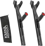 KMINA PRO - Folding Carbon Crutches (x2 Units, Open Cuff), Crutches for Adults, Folding Crutches for Travel, Crutches for Women, Crutches for Men, Walking Crutch, Foldable Crutches (Made in Europe)
