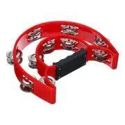 Tambourine, Hand Bell Wrist Bells Percussion Instruments with 10 Bells, Red