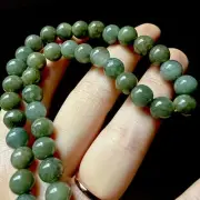Untreated Myanmar Grade A Jadeite Jade Necklace 7.6mm Bead 翡翠A貨 老坑冰油綠稍短項鍊 Short