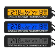 4 In 1 Clock Calendar Thermometer Car Multi-Function Color Screen Voltage With LCD Time Date Indoor And Outdoor Temperat