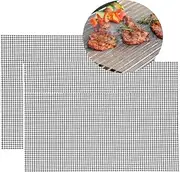 Non-Stick BBQ Grill Mesh Teflon Grilling Net Barbecue Mat, 2Pcs BBQ Mesh Grill Mat BBQ Grill Mats, Barbecue Grid Mesh BBQ Mesh Grill Mats BBQ Grill Mesh BBQ Grill Net Baking BBQ Mesh Reusable Teflon