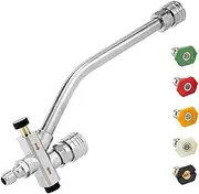 Pressure Washer Duall Connector - Quick Release Foam Cannon | Pressure Washer Wand with 5 Power Sprayer Nozzles | Ergonomic Design Double Tip Attachment, Adjustable Modes for Car Wash Home Cleaning