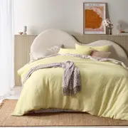 Vintage Design Homewares King Light Yellow Hugo Butter Cotton Gauze Quilt Cover Set