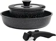 Lafuntar Camping Cookware Set, Non-Stick Camping Pot and Pan Sets, Frying Pans and Saucepans with Lids and Detachable Handles for Outdoor Cooking for 2 to 3 People, Suitable for All Stoves.