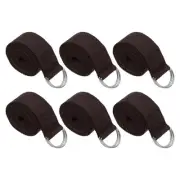 6Pcs 6 Feet Cotton Yoga Strap Belt Stretch Bands with D-Ring Buckle, Brown