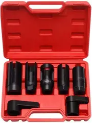 7pc Oxygen Sensor Socket Kit - Universal O2 Sensor Removal Tool Set (22mm/7/8", 27mm, 29mm) for Cars, Trucks & SUVs - Professional Grade O2 Sensor Wrench Set