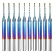 10pcs 1/8" Shank 1mm Tungsten Carbide Blue Coated End Mill CNC Router Bits