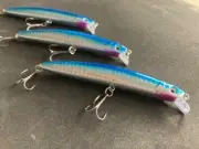 3 x Quality Minnow Fishing Lure 10.5cm 10g Barra,Jacks,Mackerel,Fishing Blue