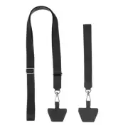 2Pcs Phone Lanyard with Wrist Strap and 2 Patches, Black