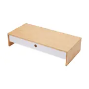 Bamboo and Plastic Monitor Stand with Drawer - White