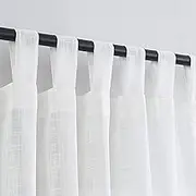 VOILYBIRD Off White Linen Curtains 84 Inches Long Tab Top Privacy Window Treatment Panel Drapes for Bedroom W52 x L84