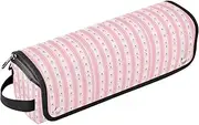 [sanluoli] 2-in-1 Curling Iron Travel Case with Heat Resistant Pad Hair Tools Organizer Storage Bag Vertical Strips Peach Floral Women Essentials Storage