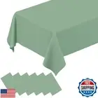 QISOLIY 6 Pcs Sage Green Tablecloth Plastic Table Cloth for Parties Disposabl