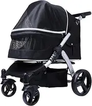 Large Dog Pram Stroller for Large Dogs, Pet Strollers Travel Carrier Dog Stroller Pushchair for Two Cats, Pet Dog Stroller Oxford Cloth, Aluminum Alloy Loading 30kg(Nero)