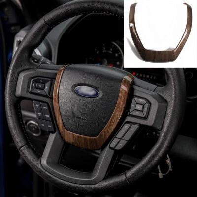 Steering Wheel Trim Frame Decor Cover for Ford F150 15-20 Wood Grain Accessories (for: Ford)