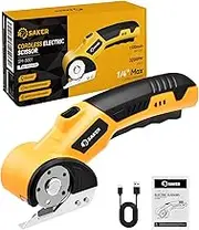 Saker Cordless Electric Scissors,Rechargeable Fabric Scissor with LED Light,Power Rotary Cutter for Leather Carpet Plastic Cutting,Sewing,Crafting,Cardboard Box Cutter with 1 Blade