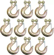 10 Pack - 3/8” Grade 70 Forged Clevis Slip Hook with Safety Latch, 21,600Lbs Bre