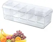 Condiment Tray with Lid - Ice Chilled Platter,Clear Condiment Server Organizer Ice with 5 Compartments, Serving Bar Tray for Fruit, Salad