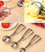 3 pcs/set Ice Cream Scoop Spoon w/ Spring Handle Stainless Steel Ice Ball Maker