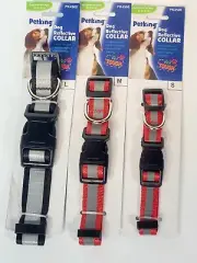 2.pcs Pet-King Reflective Dog Collar small, medium, large adjustable neck D ring