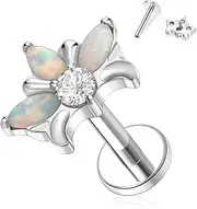 [FUNLMO] G23 Titanium 16G Internal Thread Flat Back Stud for Labret Conch Helix Rook Tragus Cartilage Medusa Monroe Lip Nose Piercing Jewelry