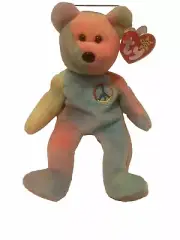 Ty Beanie Baby Original Retired RARE “Peace”Bear 1996 008421040537 PVC ERRORS